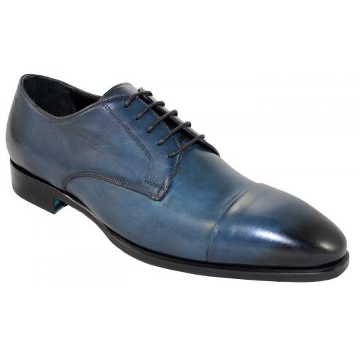 Emilio Franco 2705 Navy Blue Genuine Calf Leather Shoes.